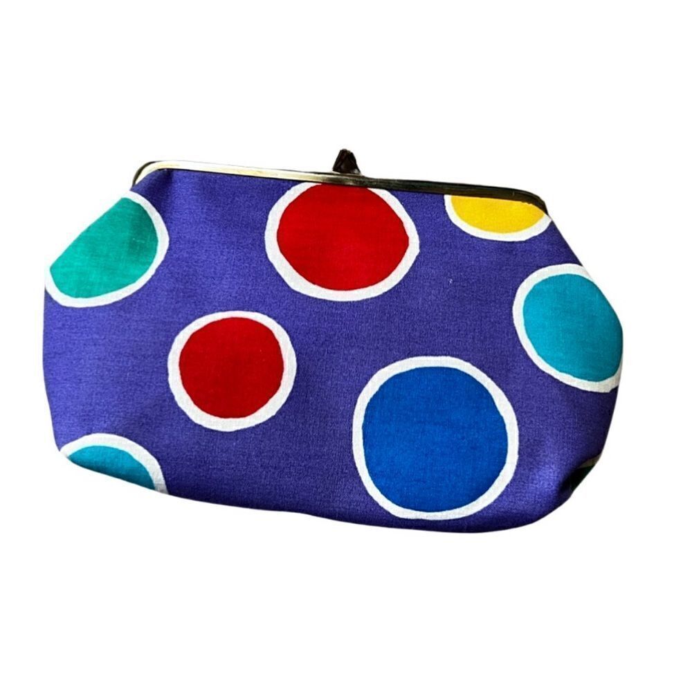 Funky Vintage 1980s Rainbow Polka Dot Clutch Wallet